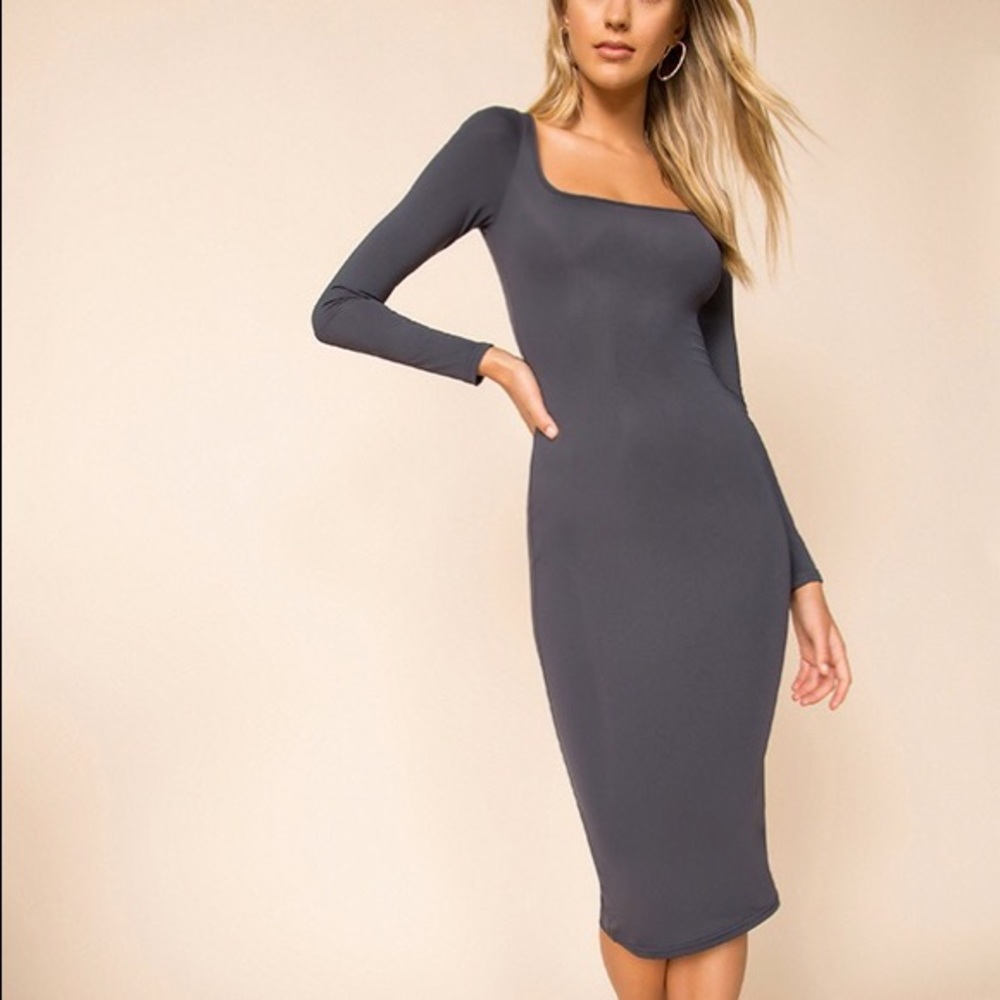 Superdown Shelia Long Sleeve Midi Dress | Gray